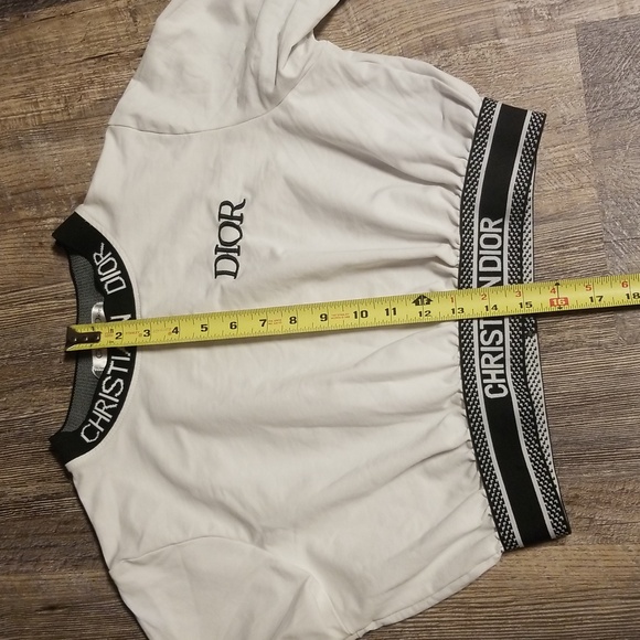 Christian Dior Cropped top White Blue Logo on Neck and at Bottom of shirt - Picture 6 of 14